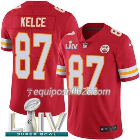 Camiseta Hombre NFL Kansas City Chiefs Travis Kelce 87 Nike Rojo 2020 Super Bowl LIV